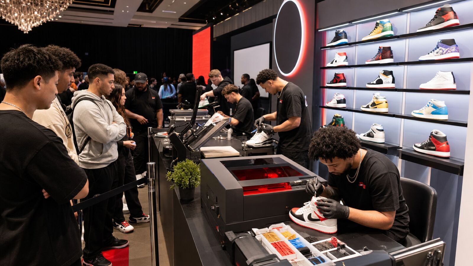 Sneaker launch activation booth staffed by Merch Troop
